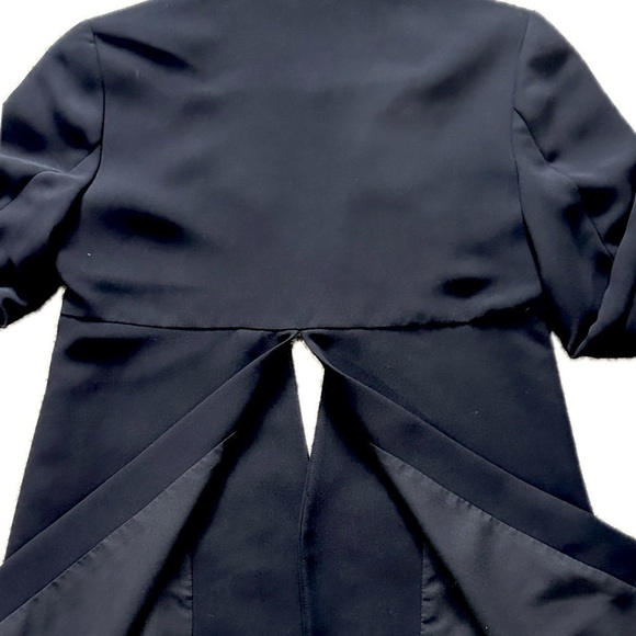 🧥🏢 TROUVÉ Black Collarless Blazer Jacket |Minimalist Split Front Power Layer XXS - Picture 3 of 4